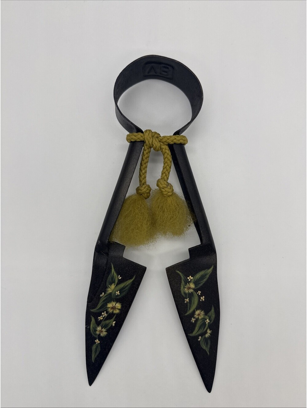 Vintage Village Blacksmith Hand-Painted Sheep Shears - Floral Folk Art